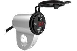 ‎ASUDARO Motorrad USB Stromversorgung, Asudaro Motorrad Ladegerät Lenker Motorrad USB Steckdose Auto-Ladegerät Aluminiumlegierung Wasserdichte Motorrad Steckdose für Handy Tablets MP3 GPS Kamera,Silber