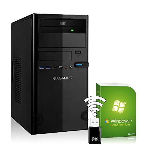 AGANDO Silent Multimedia PC | AMD A4-5300 2x 3.4GHz | GeForce GT710 2GB | 4GB RAM | 500GB HDD | DVD-RW | USB3.0 | WLAN | Win 7 HP | 36 Monate Garantie | Computer für Multimedia, Gaming, Büro/Office