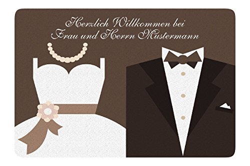 Geschenke 24: Fußmatte – Braut und Bräutigam mit Familienname – personalisierte Türmatte – originelles Hochzeitsgeschenk Schmutzfangmatte - 2