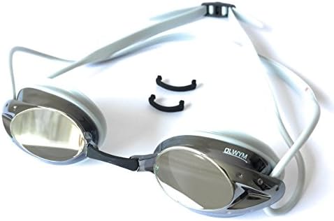 OLWYM Swim Goggles - Swimming Goggles For Men Boys Women Adult Youth Children & Kids - Triathlon Non Leak Anti-Fog UV Protection Clear Vision Mirrored- Free Google Case (Grey - Mirrored Lenses)