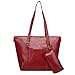 Produktbild Produp Vintage Frauen Tasche Leder Einfarbig Handtasche Schultertasche + Clutch Bag Geldbörse Set