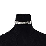 Material:Crystal ZUXIANWANG Halskette Damen Retro Exquisite Mode Silber Multi-Layer Crystal Partikelfilter Kurze Halskette Halskette Frauen Mädchen Halsband Halskette Schmuck