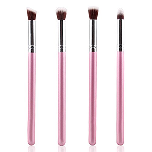 4Pcs Makeup Cosmetic Tool Eyeshadow Foundation Blending Brush Set (Pink)