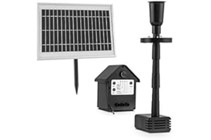 ‎BLUMFELDT Blumfeldt Wasserwerk 500 Solar-Teichpumpe im Set - Solarbrunnen, Springbrunnen, integrierter Akku: 4000 mAh, LED-Beleuchtung, Solar-Panel, 500 Liter/h, 600 cm² Photovoltaikfläche, schwarz