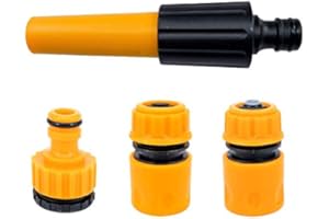 LVZHEN Set of 4 Garden Hose Connectors Set Hose Tap Connector Hose Fitting Starter Set- 2in1 Threaded Tap Connector Hose Waterstop End Quick Connector Nozzle and Spray Guns