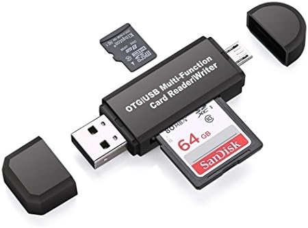 Ceavis SD/Micro SD Card Reader, Memory Card Reader, Micro USB OTG to USB 2.0 Adapter with standard USB Male Micro USB Male Connector for Smartphones/Tablets with OTG Function, PCs and Notebooks (USB 2.0, Black)