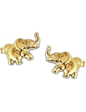 CLEVER SCHMUCK Goldene Ohrstecker kleiner Elefant 9 x 6 mm 333 GOLD 8 KARAT