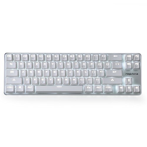 Qisan® Gaming tastiera meccanica retroilluminata cavo meccanico Cherry MX Marrone Sensore 68-Keys Mini Design (60%) del cavo bianco