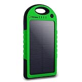 Cargador Solar de 5000mAh Yokkao® Batería Solar Externa portátil 2 USB con LED (Verde)
