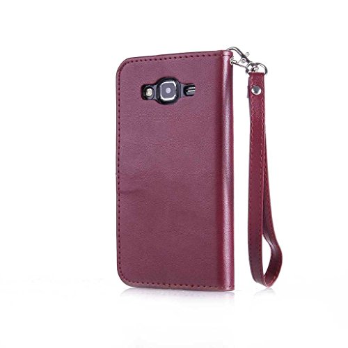 Galaxy J5 2015 Hülle Ledertasche [mit Frei Hartglas Displayschutzfolie], KKEIKO® Schutzhülle PU Leder Tasche Hülle Case für Samsung Galaxy J5 2015, Wickelfalz Handyhülle mit Bändselloch Standfunktion Karteneinschub und Magnetverschluss, Kratzfeste Lederhülle Flip Wallet (Schmetterling #5) - 3
