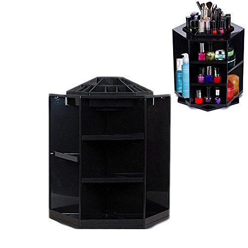 Dproptel 360 Grad Drehbarer Kosmetikorganizer Make Up Organizer Einstellbarer Multifunktionale Aufbewahrungsbox für Schminktisch Aufbwahrung (schwarz) - 5