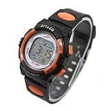 Mädchen-Armbanduhr Chenang Mädchen-Jungen-LED-Licht-Armbanduhr-Alarm-Datums-Digital-Multifunktionssport Sport Kinder elektronische Uhr Festival Mädchenuhr weißes Zifferbl (Orange)