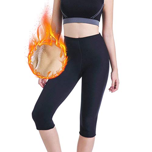 NHEIMA Leggins Anticellulite Pinocchietto, Pantaloncini Dimagranti Effetto Sauna Donna Sportivi, Leggings Push Up Vita Alta Fitness Termici 3/4 Capri Corti Estivi per Yoga Corsa Palestra (2XL, Capri)
