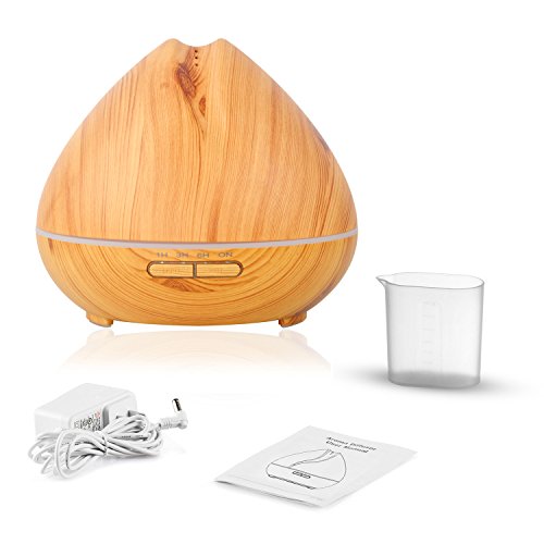 Aroma Diffuser,400ml LED Düfte Duftöl Ultraschall Nebel Holzmaserung Aromatherapie ätherisches Essential Oil Diffusor Air Humidifier Purifier Luftbefeuchter Atomizer,für Baby Wohnzimmer Schlafzimmer Yoga SPA Büro,Von SECRET CHERISH - 5