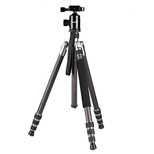 Beschoi Kohlefaser Dreibein-Stativ Kamrea , Reise-Stativ 4-Sektion 66 inch Kohlefaser Faser Licht Professionelle Stativ kamera, faltbare abnehmbare Monopod Stativhalterung mit 360 Grad Kugelkopf ,Schnell wechselplatte , 12KG Belastbarkeit fr DSLR Digital kameras Camcorder
