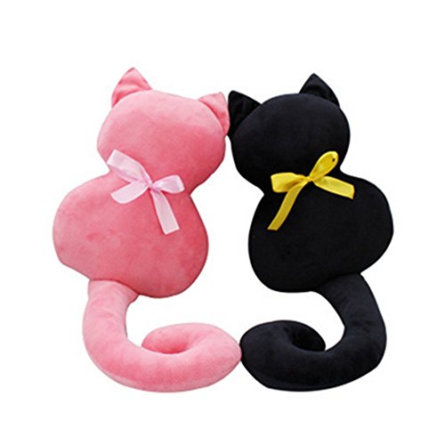One pair 10' cat back plush pillow cushion black +pink Valentine's Day lovers holiday birthday gift