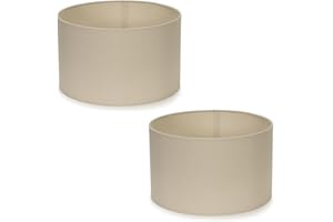 MiniSun | Small Modern Natural Fabric Drum Light Shades | Lamp Shades, Home Décor & Improvement Essential | Set of 2 | 250mm Shade Width