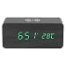 Produktbild VBESTLIFE Holz Digitaler Wecker Uhr,Qi Wireless Lade LED Spiegel Uhr,Sound Control Digital Tischuhr(schwarzes Holz + grünes Licht)