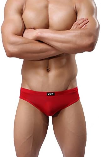 Misseurous Mens Underwear Y Front Thin Ice Silk Mini Boxer Briefs (M, Red)
