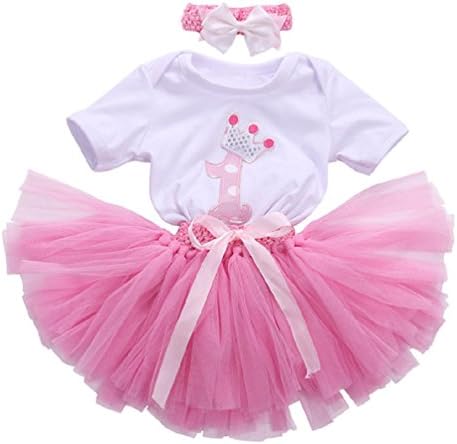 Mythgift Cothing Accessorie Mythgiftuk 3Pcs Baby Girl Crown Tutu Dress 1St Birthday Party Bubble Skirt Headband Newborns Dress