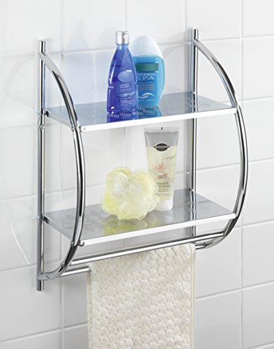 WENKO 18995100 SALAMANCA Exclusiv Wandregal, 2 Ablagen mit 2 Handtuchstangen, Chrom, ca. 54 x 39 x 22 cm - 2