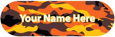 Stick on name labels, camouflage orange stick on 80 pack with over laminates. Choose your label colour!