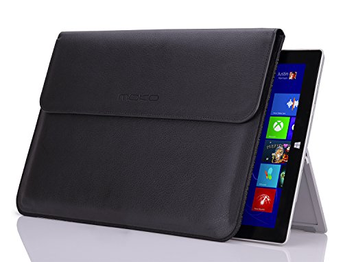 MoKo Surface Pro 3 / 4 Sleeve Hülle – PU Leder Tasche Schutzhülle Lederhülle Wallet Case Leather Sleeve Aktentasche mit Karten-Slot für Microsoft Surface Pro 3 / Pro 4 12 Zoll Tablet, Schwarz - 5