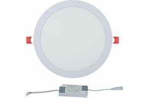 TEKLED LED Round Recessed Ceiling Light | Flat Panel Ultra Slim 300mm Downlight | 24W 2600LM 4000K Cool White | for Home Kitchen Office Shop Industrial Use