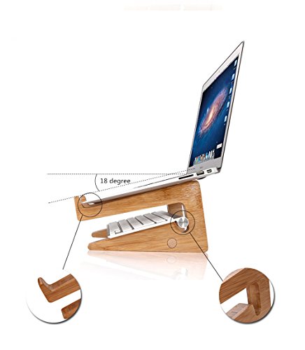 OUTOWIN Kreativ Bambus Laptopständer klappbar – Ergonomis Computer Desktop Ständer Vertikal Halterung Wärmeableitung für Alle Apple Macbook, MacBook Air / Macbook Pro / Retina MacBook und Andere 11“-15“ Laptops (Weniger als 35mm dicke) - 6