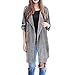 Produktbild Internet Damen Offener Trenchcoat Lange Mantel Jacken Mantel Wasserfall Strickjacke (L, grau)