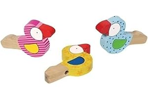 goki 4013594619714 Musikinstrument-Vogeltröte aus Holz einzeln, 2 Monate to 12 Jahre, Multicolor