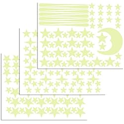 Luminoso Pegatinas de Pared ETSAMOR 216 pcs Luna y Estrellas Luminosas Pegatinas para el Techo Adhesivas DIY Decoración de la habitación Dormitorio Para Chico Niña Bebé