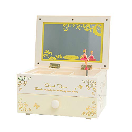 puran Personalized Engraved Childhood Memories Ballerina Musical Jewelry Box Storage Organizer Birthday Gift Beige