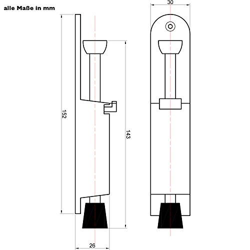 Stoppwerk Türfeststeller TF010 Edelstahl Türstopper Inkl. Befestigungsmaterial für die Tür ø3cm H:15,8cm Hub3,6cm - 5