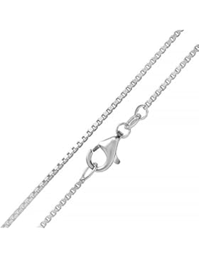 MATERIA Venezianerkette Silber 925 diamantiert - 1mm Halskette Damen Silber in 40 45 50 60 70 cm + Schmuckbox...