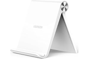 UGREEN Soporte Móvil Mesa Plegable, Suporte Teléfono Multiángulo, Stand Dock Base Compatible con iPhone 16/15/14/13/12, Galaxy S22/S21, Xiaomi Redmi Note 12/11 Blanco