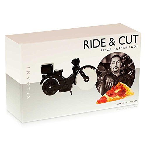 Pizzaroller Pizzaschneider Pizzamesser Rider Schneiderad Motorrad schwarz 19 x 12 cm - 2