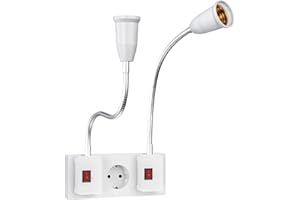 HITRENDS 2 portalámparas E27 con interruptor y cable flexible de 30 cm para bombillas LED (E26/E27), CA 230 V, lámpara de cocina, lámpara de lectura, lámpara de pared, sin bombilla (30 cm)