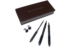 GTR-PRESTIGE GIFTWARE Carbon Fibre Look Gift Set – Ballpoint & Rollerball Pens, Cufflinks and Letter Opener (XCARFI)