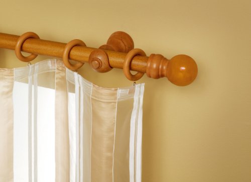 Barra de madera para cortina. 150cm. Ø28mm. Contiene terminal