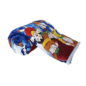 Neat Stuff Products Soft PolyCotton Kid's Cartoon Printed Reversible Dohar/AC Blanket , Single Bed (Blue)