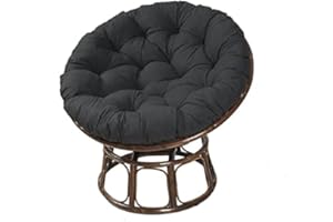 Morbuy Cojines sillas Jardin papasan, Suave y Acogedor Cojín Redondo Poliéster Cojín de Sillón para Interiores Exteriores Sala Cojín de Asiento (Negro,110x110CM)