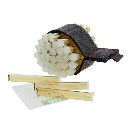 32x leere Reagenzröhrchen für die Taschenapotheke | Braunglas ✓ Inklusive Verschlüsse ✓ Optimal zum Anlegen einer Haushalts- und Reiseapotheke ✓