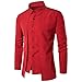 Produktbild Kaiki Luxus Männer Casual Shirt Langarm Formal Business Slim Kleid Shirt Shirt Top (M, Red)