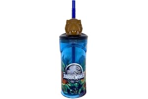ILS I LOVE SHOPPING Vaso 360 ml con pajita y personaje 3D para niños BPA free (Jurassic World)