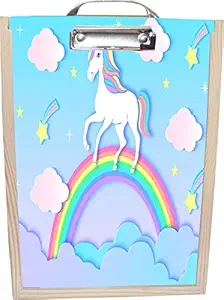 enigmatic woodworks kids storage box with handle for keeping stationery items unicorn rainbow print- Multi color