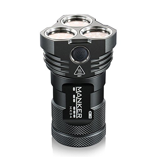 Manker MK34 Led Taschenlampe 12 Nichia 219B oder 12 Cree XP-G3 Emitter Lauf von 3 18650 Batterien Max. Ausgabe 8000 Lumen Max. Strahlentfernung 280m (Nichia 219C Version + 18650 battery*3pcs) - 5