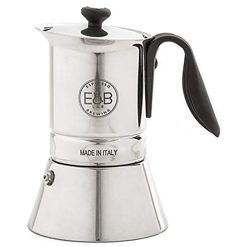 Y & B Lab Moka inoxidable 2/4T Moka 2/4 tazas para Gas E Inducción Competition Moka Filter Inoxidable