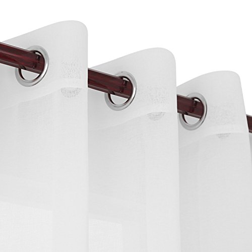 Deconovo Vorhang Transparent Gardinen Wohnzimmer Voile Vorhang Ösenvorhang 245×140 cm Weiß 2er set - 4