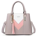 Pomelo Best - Sac à Main Femme - Sac Porté Main Epaule en PU Cuir - Design en Forme de V - Sac Elégant Ville Travail Poches Multiples - avec bandoulière Ajustable - Mode Chic - Gris